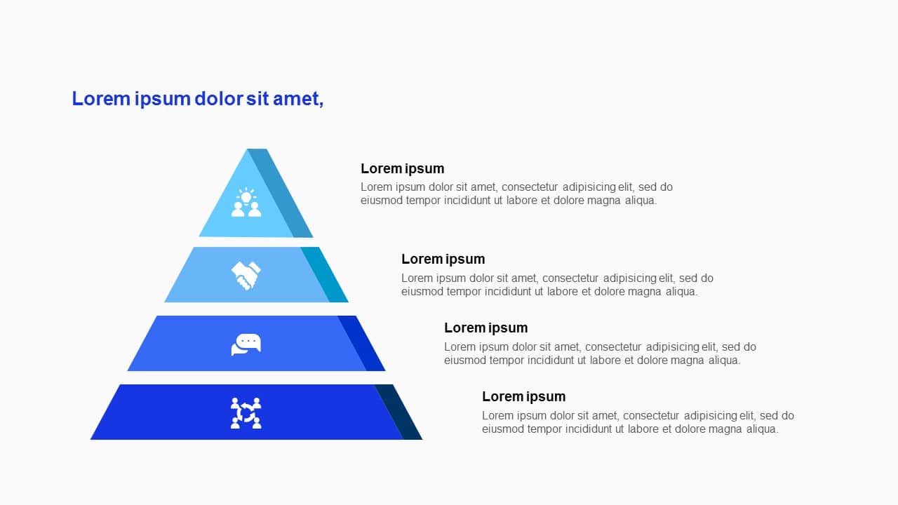 Blue tone Pyramid 4 Steps Diagram