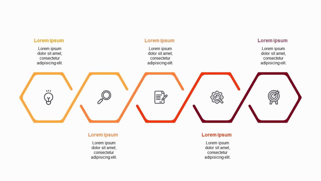 Hexagon 5 steps Diagram