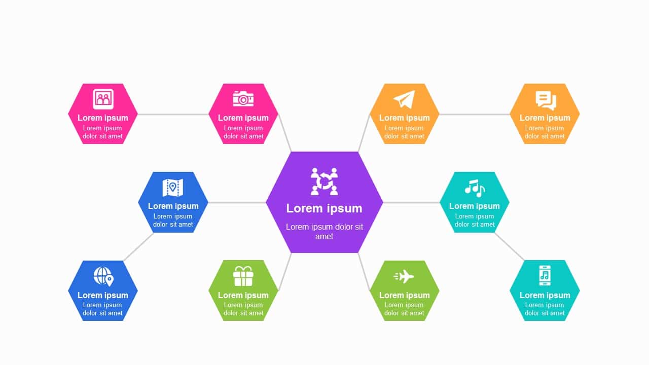 Mind map Brain Storming Hexagon Diagram&Charts