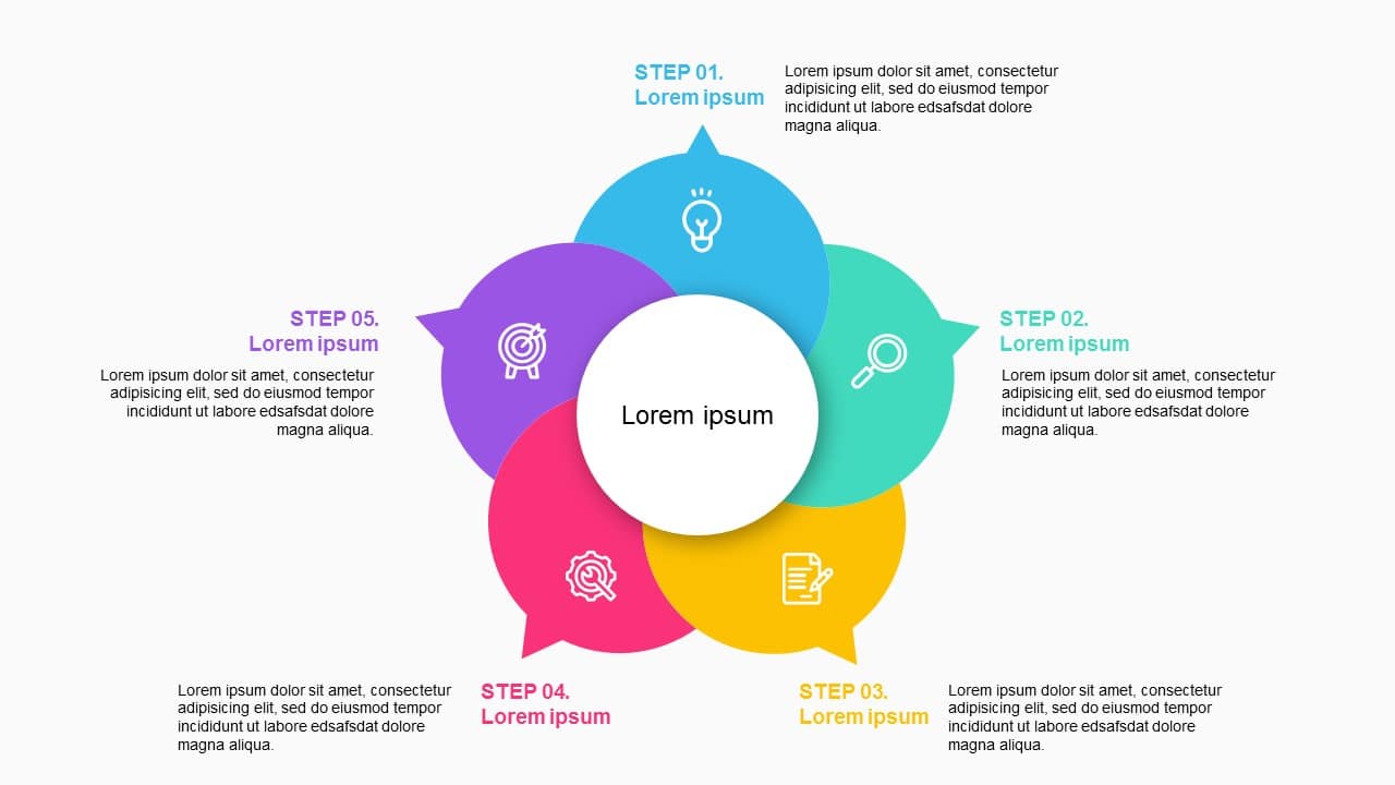 Circluar colorful 5 steps Diagram